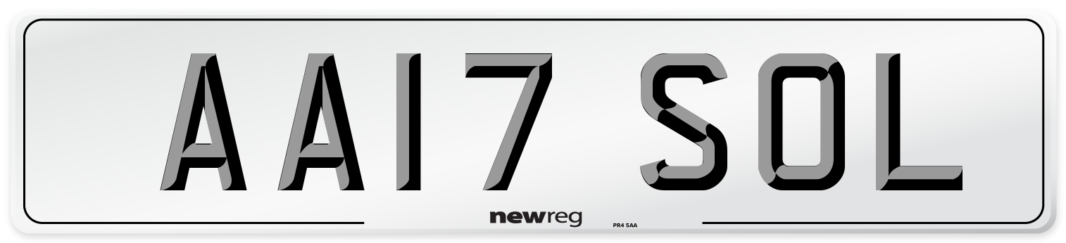 AA17 SOL Number Plate from New Reg